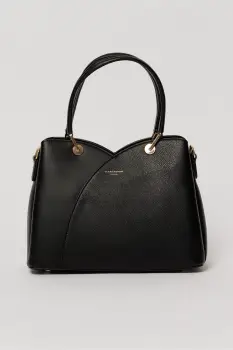 Geanta neagra din piele ecologica cu design tip lalea imagine