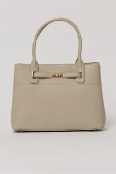 Geanta office gri deschis cu detalii aurii imagine