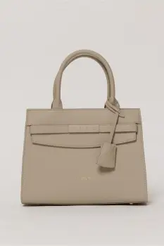 Geanta office gri deschis din piele ecologica cu aplicatie metalica imagine