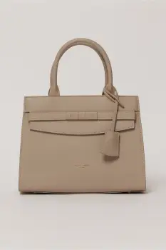 Geanta office gri inchis din piele ecologica cu aplicatie metalica imagine