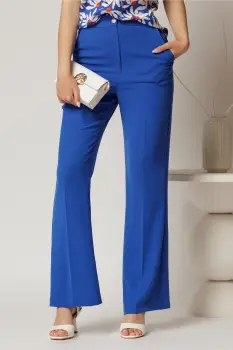 Pantaloni albastri cu croi drept si buzunare imagine