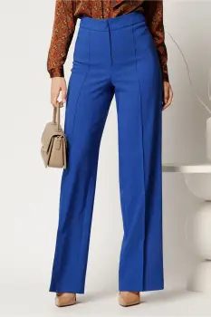 Pantaloni albastri din stofa evazati cu dunga imagine