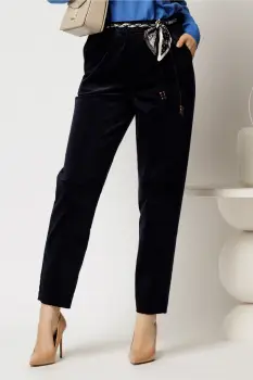 Pantaloni bleumarin din catifea reiata imagine