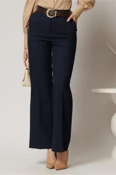Pantaloni dama bleumarin office cu buzunare imagine