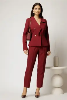 Pantaloni dama bordo cu croi conic imagine