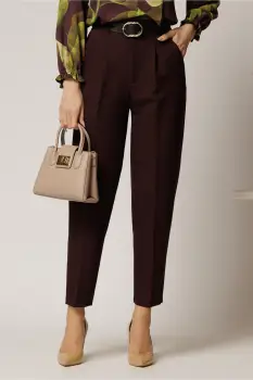 Pantaloni dama bordo cu croi pana si buzunare imagine