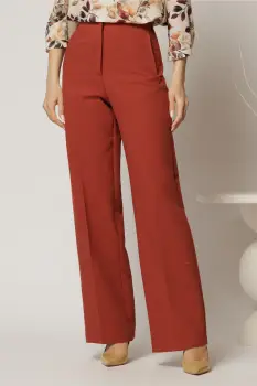 Pantaloni dama caramizii croi dreptcu adaos de viscoza imagine