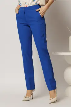 Pantaloni dama conici office albastri imagine