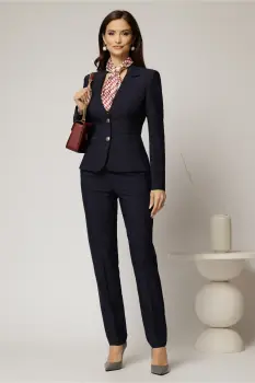 Pantaloni dama conici office bleumarin imagine