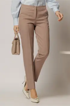 Pantaloni dama conici office taupe imagine