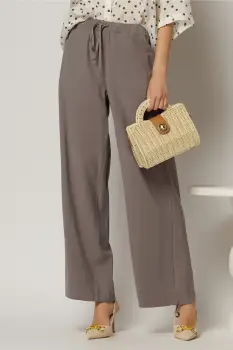 Pantaloni dama gri cu croi lejer si snur in talie imagine