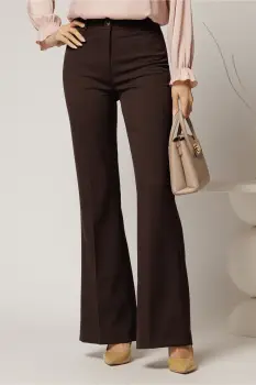 Pantaloni dama maro evazati office din stofa imagine