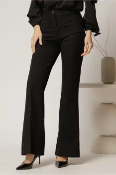 Pantaloni dama negri evazati office din stofa imagine