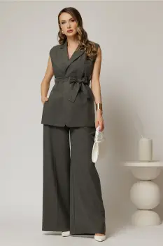Pantaloni dama office casual gri deschis evazati imagine
