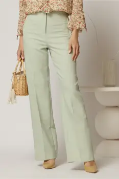 Pantaloni dama verzi croi drept cu adaos de viscoza imagine