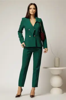 Pantaloni dama verzi cu croi conic imagine