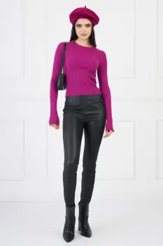 Pantaloni Diana negri din piele ecologica imagine