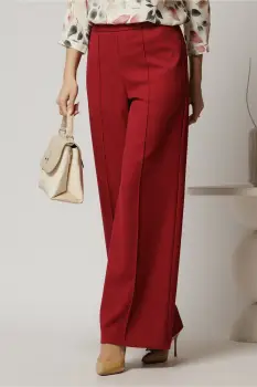 Pantaloni DY Fashion bordo cu croi lejer si elastic pe talie imagine