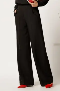 Pantaloni DY Fashion negri lejeri cu buzunare si nasturi decorativi imagine