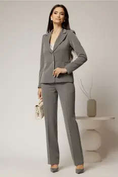 Pantaloni gri office cu croi pana imagine