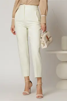 Pantaloni ivoar cu croi conic si talie inalta imagine