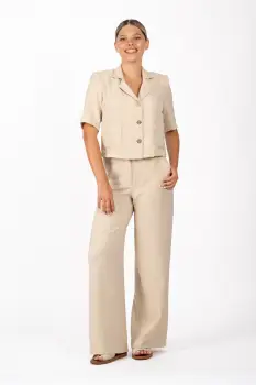 Pantaloni LaDonna bej lejeri cu buzunare imagine