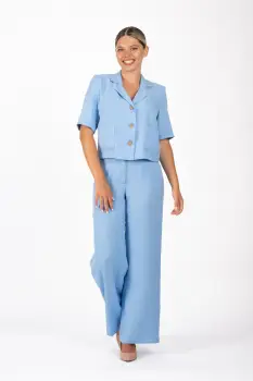 Pantaloni LaDonna bleu lejeri cu buzunare imagine