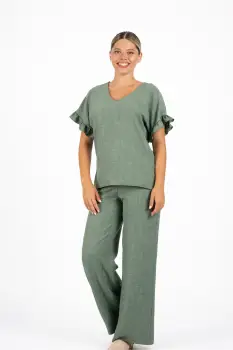 Pantaloni LaDonna kaki lejeri cu buzunare imagine