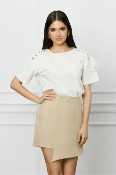 Pantaloni LaDonna scurti bej tip fusta imagine