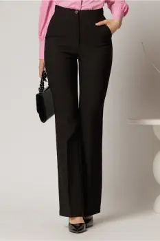 Pantaloni Melody negri lungi croi usor evazat imagine