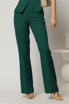 Pantaloni Melody verzi lungi croi usor evazat imagine