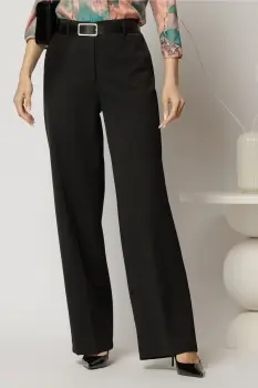 Pantaloni negri cu croi drept cu adaos de viscoza imagine