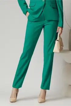 Pantaloni office din stofa verzi cu buzunare imagine