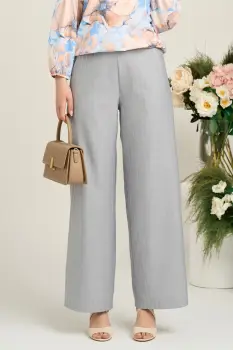 Pantaloni smart-casual din viscoza gri cu paiete imagine