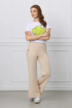 Pantaloni sport bej evazati imagine