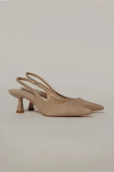 Pantofi bej eleganti din piele intoarsa ecologica imagine