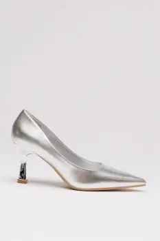 Pantofi eleganti argintii metalizati imagine