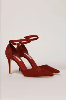 Pantofi eleganti caramizii cu bareta din piele ecologica intoarsa imagine