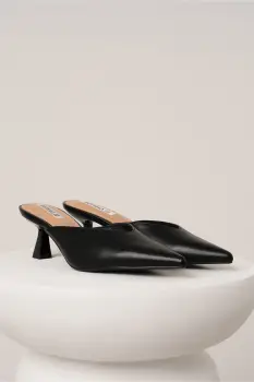 Pantofi eleganti din piele ecologica negri cu decupaj la spate imagine