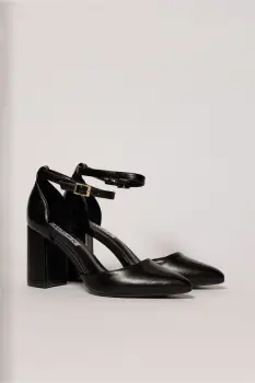 Pantofi eleganti negrii din piele ecologica cu bareta imagine