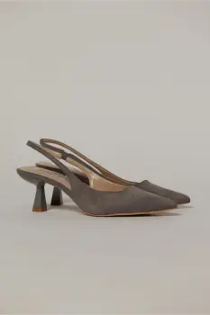 Pantofi gri eleganti din piele intoarsa ecologica imagine