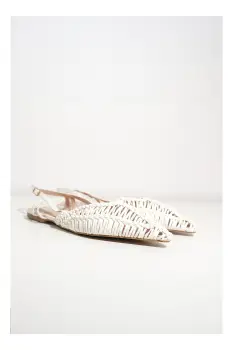 Pantofi Hanna albi cu impletituri si talpa joasa imagine