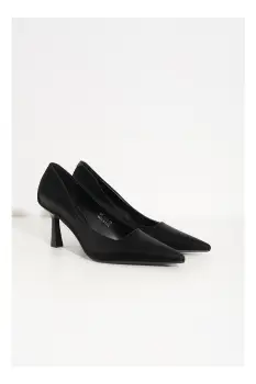 Pantofi Lara negri din material satinat imagine