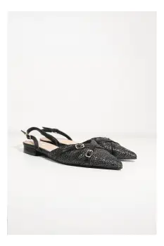 Pantofi Moni negri cu varf ascutit si talpa joasa imagine