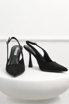 Pantofi negri din piele ecologica intoarsa cu bareta imagine