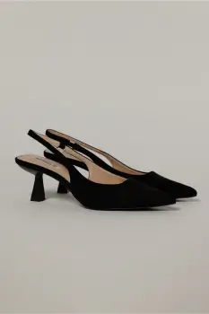 Pantofi negri eleganti din piele intoarsa ecologica imagine