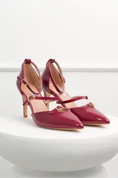 Pantofi rosii lacuiti din piele ecologica cu barete imagine