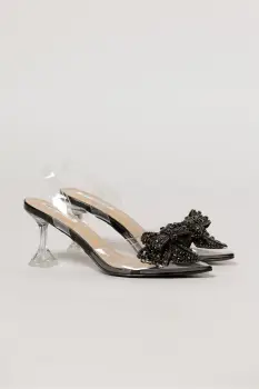 Pantofi transparenti cu funda neagra stralucitoare imagine