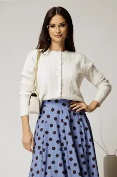 Pulover alb din tricot cu inchidere cu nasturi imagine