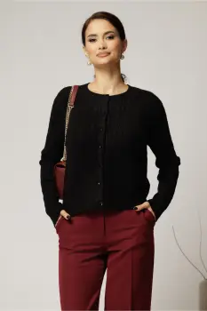 Pulover negru din tricot cu inchidere cu nasturi imagine